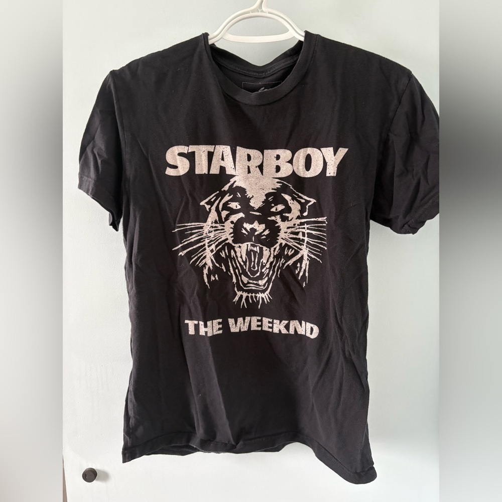 Starboy The Weeknd Graphic Tee - Black with Cream Print